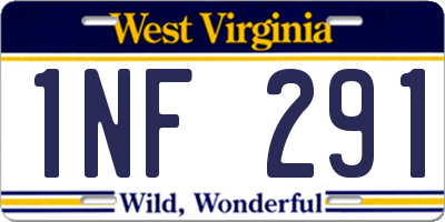WV license plate 1NF291