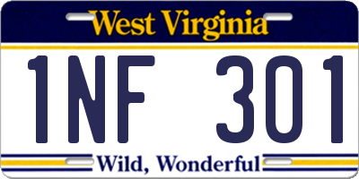 WV license plate 1NF301