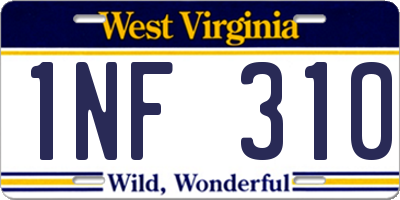 WV license plate 1NF310