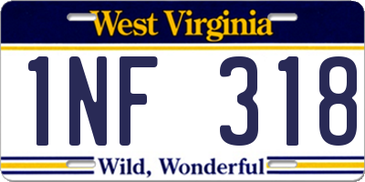 WV license plate 1NF318