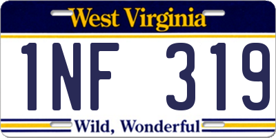 WV license plate 1NF319