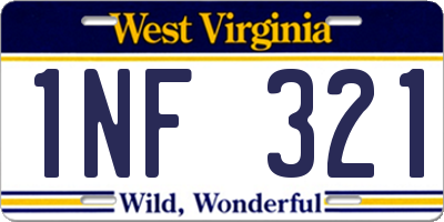 WV license plate 1NF321