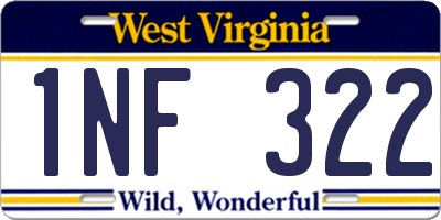 WV license plate 1NF322