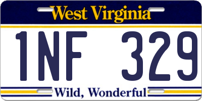 WV license plate 1NF329
