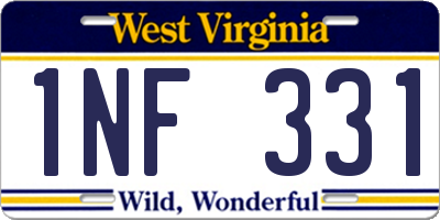 WV license plate 1NF331