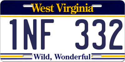 WV license plate 1NF332