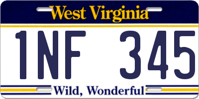 WV license plate 1NF345