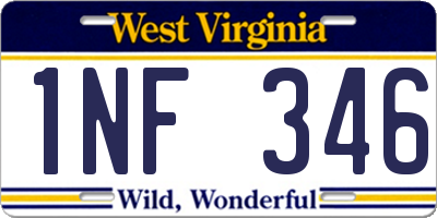 WV license plate 1NF346