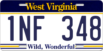 WV license plate 1NF348