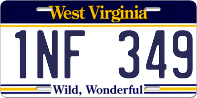 WV license plate 1NF349