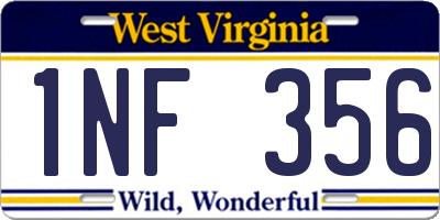 WV license plate 1NF356