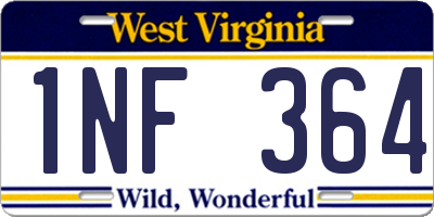 WV license plate 1NF364