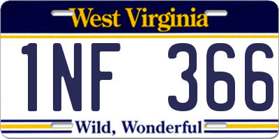 WV license plate 1NF366