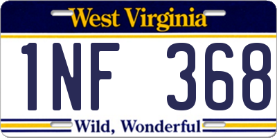 WV license plate 1NF368