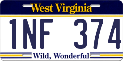WV license plate 1NF374