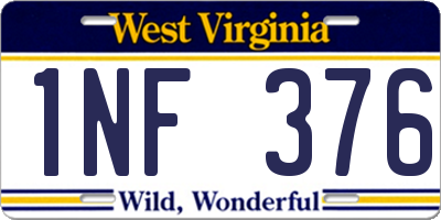 WV license plate 1NF376