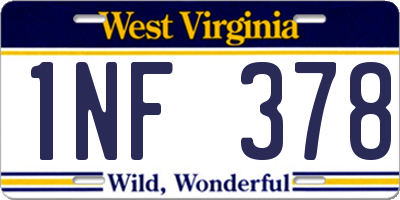 WV license plate 1NF378