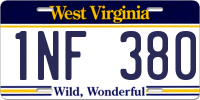 WV license plate 1NF380