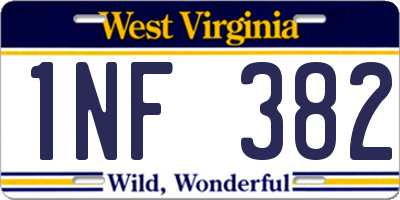 WV license plate 1NF382