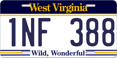 WV license plate 1NF388