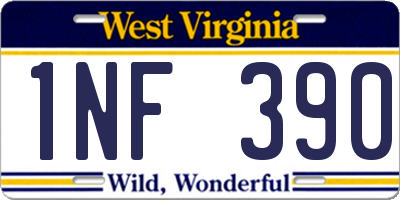 WV license plate 1NF390