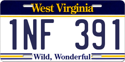 WV license plate 1NF391