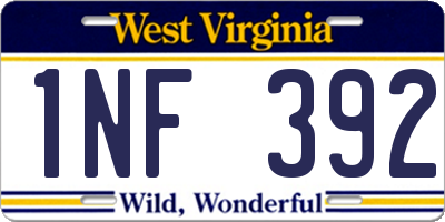 WV license plate 1NF392