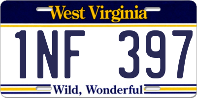 WV license plate 1NF397