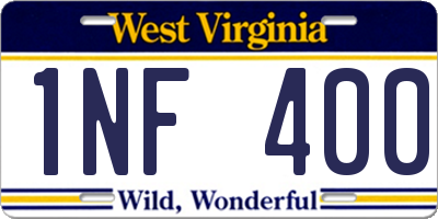WV license plate 1NF400