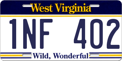 WV license plate 1NF402