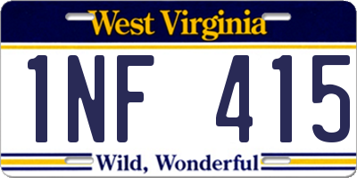 WV license plate 1NF415