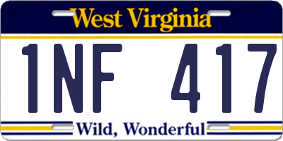 WV license plate 1NF417