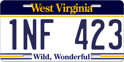 WV license plate 1NF423