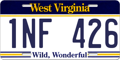 WV license plate 1NF426