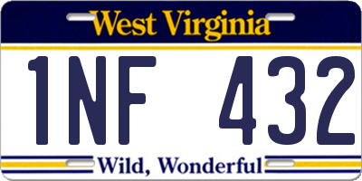 WV license plate 1NF432