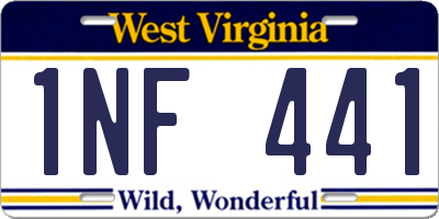 WV license plate 1NF441