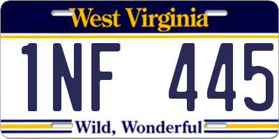 WV license plate 1NF445