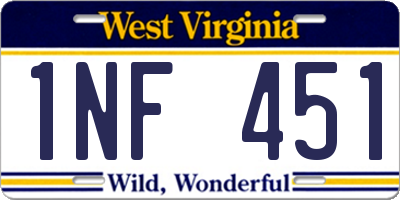 WV license plate 1NF451