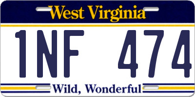 WV license plate 1NF474
