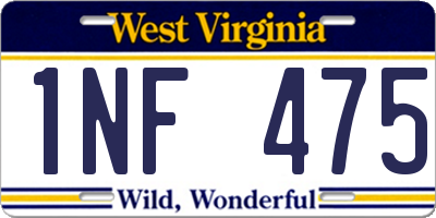 WV license plate 1NF475