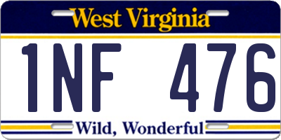 WV license plate 1NF476