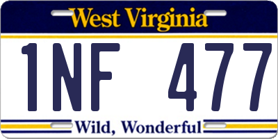 WV license plate 1NF477