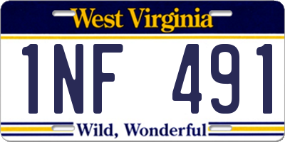 WV license plate 1NF491