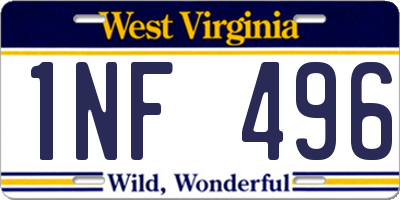WV license plate 1NF496