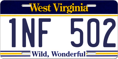 WV license plate 1NF502