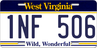WV license plate 1NF506