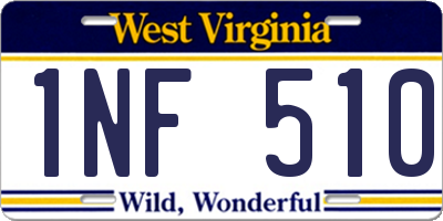 WV license plate 1NF510