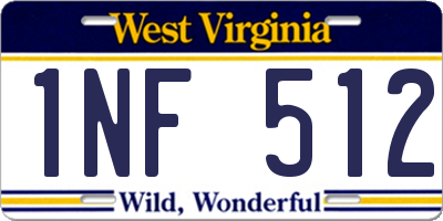 WV license plate 1NF512