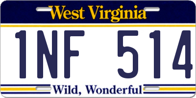 WV license plate 1NF514