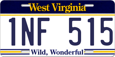 WV license plate 1NF515